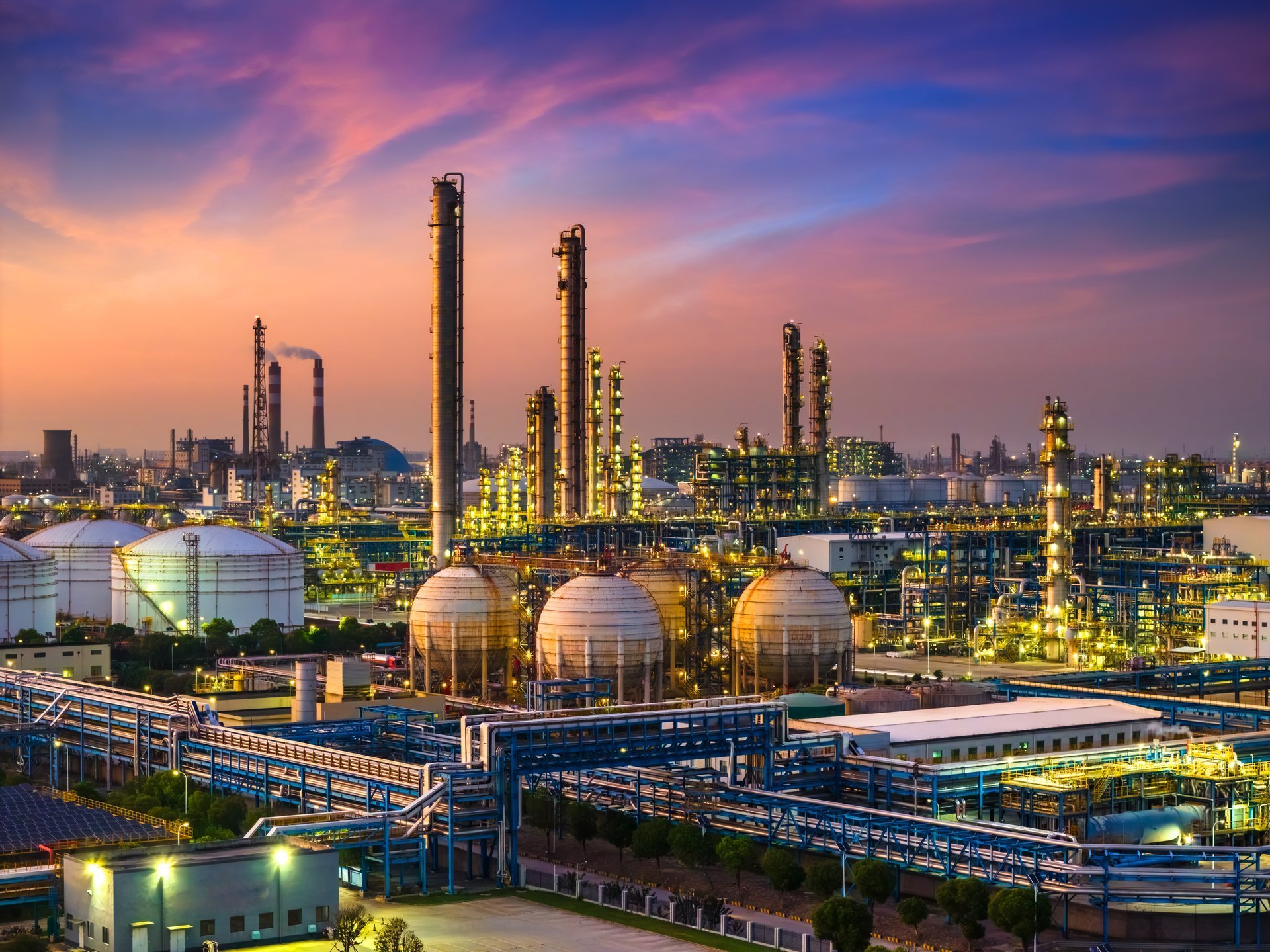 Industrial oil refinery